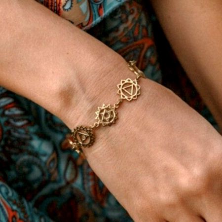 Seven Chakra charms Bracelet, Brass handmade jewelry 14k gold plated jewelry for women